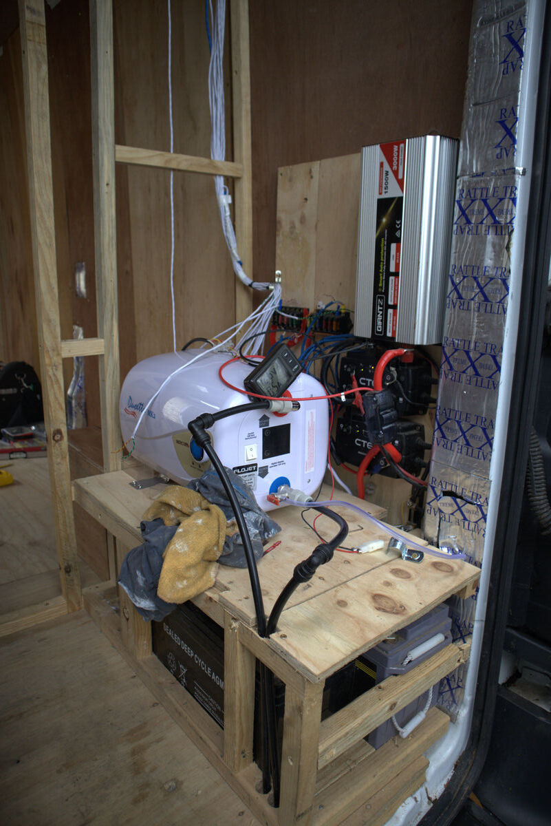 Garage components being installed
